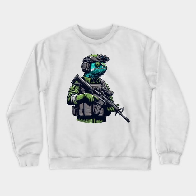 Tactical Cameleon Mastery Tee: Where Style Meets Stealth Crewneck Sweatshirt by Rawlifegraphic